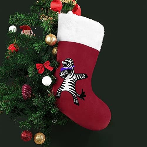 Даблинг зебра Божиќни чорапи порибување на Божиќни дрвја Санта украси што висат украси за одмор на камин 16,5 “