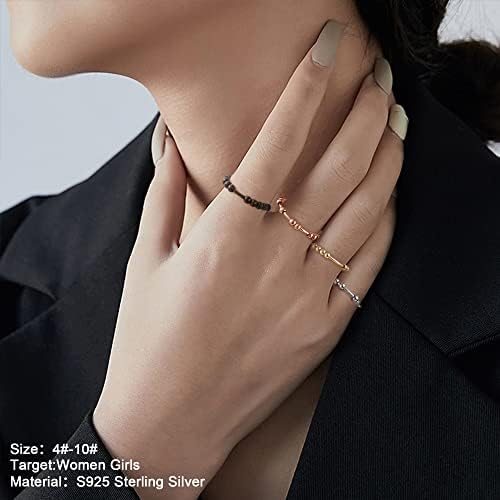 Yesilver 925 Стерлинг сребрен прстен за вознемиреност за жени, fidget ringsвони за вознемиреност кај жени Спинер прстен со монистра за олеснување