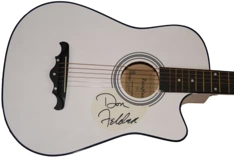 Дон Фелдер потпиша автограм со целосна големина Акустична гитара w/ Jamesејмс Спенс автентикација JSA COA - Орлите со Глен Фреј, oeо Волш, Дон Хенли - Десперадо, на границат?