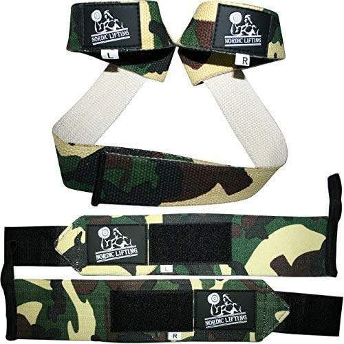 Завртки на зглобовите и ленти за кревање - Зелен пакет со камо со kettlebell 9 lb