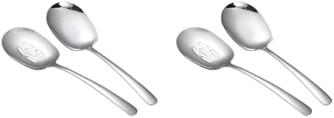 Bestonzon 4 парчиња челични лажички за јадење лажици за мешање: садови ориз сребрени садови ледени лажици за забава за ледени лажици кои служат