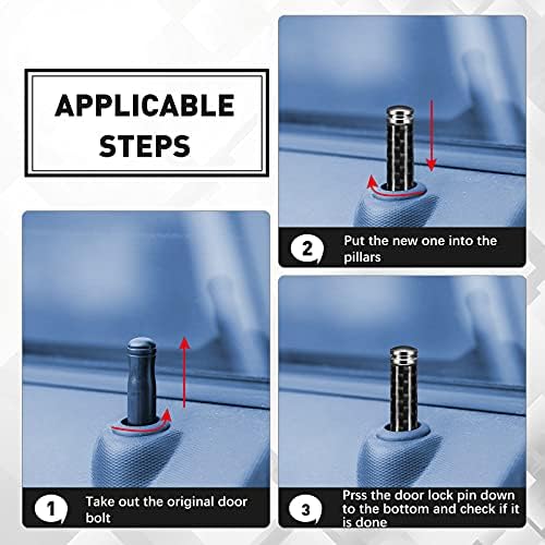 8 парчиња копчиња за заклучување на вратата на автомобилот јаглеродни влакна за заклучување на автомобили игла стапчиња за заклучување