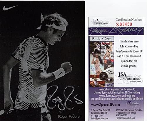 Роџер Федерер рака потпиша 4х6 Фото одлична поза со пумпа за тупаници JSA - автограмирани тениски фотографии