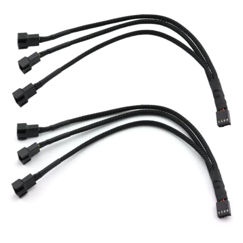 4pin 1 до 3 начини PWM Fan Splitter Cable Cable Black Snaeved Fan Extension Extension Cable 4pin Female To 3x 4pin Meal 27cm/10,5