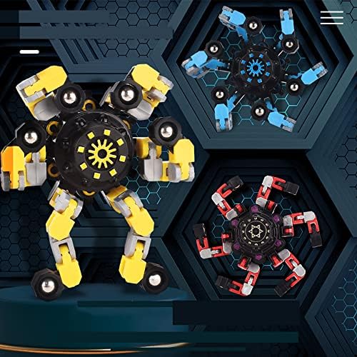 Tdream 3PCS Fidget Spinners, Transformable Gyro Spinner, Gyro Spinner, смешен робот на роботи со прсти, деформирана механичка спирална пресврт