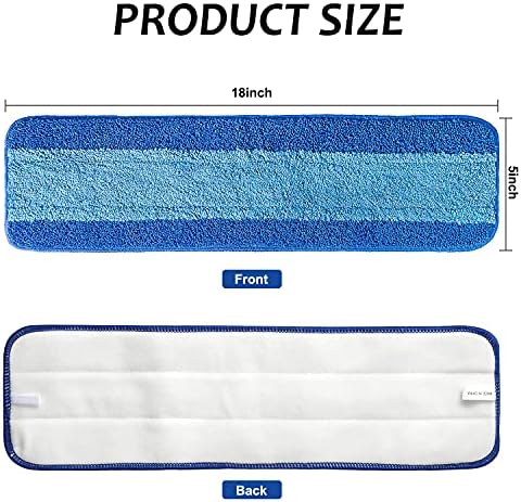 6 пакувања со микрофибер, влошки, 18 инчи за еднократно и засадување за чистење, подложни за чистење за чистење, сина боја, сина