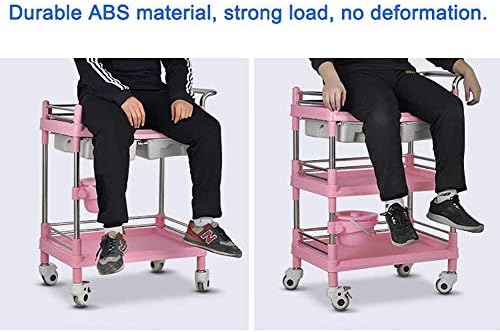 Решетката за складирање HTLLT за складирање на количка за мобилна количка за убавина салон со рачка, апс розова коса стилизинг количка со универзална