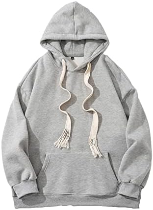 Машки долги ракави пуловер со Zip Men's Casual Basic Thermal Pullover Hoodie Hooded Sweatshirt со џеб#04