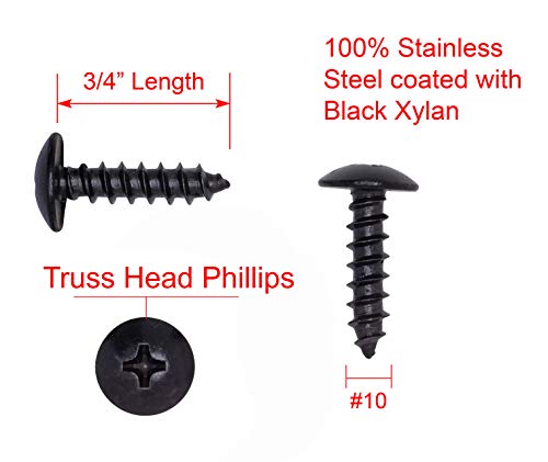10 x 3/4 не'рѓосувачки бандаж глава Филипс дрво завртка ,, црна ксилан обложена 18-8 завртки од не'рѓосувачки челик, отпорни на корозија,