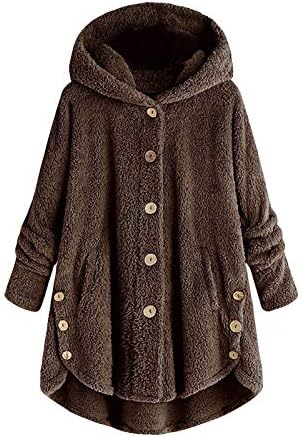 Јакни со нејасни руно за жени, зимски палто за жени руно јакни со качулка со капчиња со палто со палто за џемпери