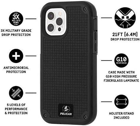 Пеликан-Штит Серија - Г10 Случај за iPhone 12 Pro Max - 21 ft Заштита Капка-6,7 Инчи-Црна