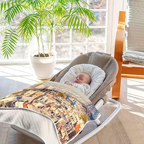 Париз Унисекс меки бебе ќебе за креветчето за креветчето за дневно згрижување со густо и меко материјал нејасно ќебе за подароци