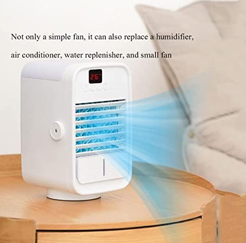 便利 100 USB преносни климатизери ладилник за воздух, 3 брзина на ветер и 7 LED светло, ладно магла и 5H тајмер ладно, личен мини вентилатор за