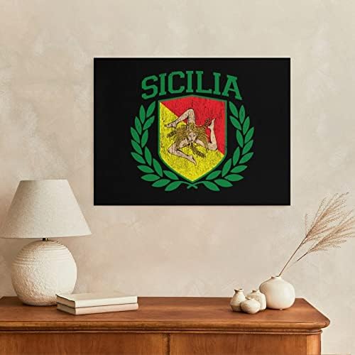 Nudquio Sicilian Flag Canvas сликарство wallидна уметност виси слика за домашна спална соба дневна соба офце декорација на нерамен