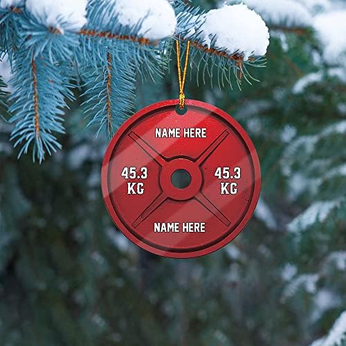 Персонализирана плоча за кревање на црвена тежина на тегови Powerlifter Gymer Gym overубовник подароци новогодишно украсување украс