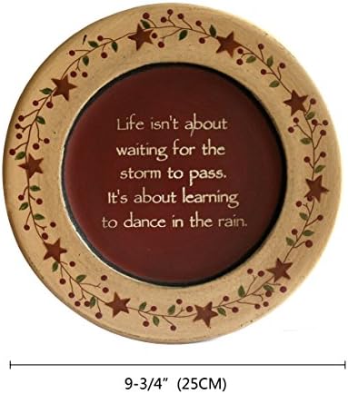 CVHomedeco. Примитивен гроздобер танц во дожд Вуд декоративна плоча приказ дрвена чинија дома декор уметност, 9-3/4 инчи