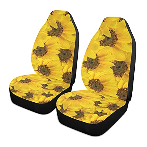 Алаза жолта сончоглед шема цветни цвеќиња на автомобили за седишта на седиштата предни седишта само за жени мажи за седишта w/Организатор џеб