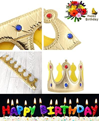 Златни Кралски Круни, Еднократно Детска Роденденска Забава Кожна Крпа Круна Капа За Детска Роденденска Забава