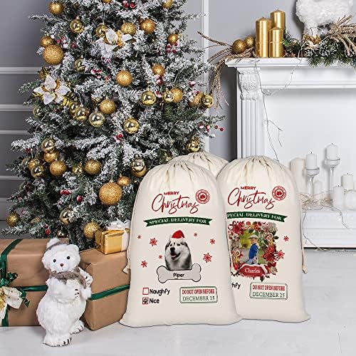 БАГЕ Персонализирана Мачка Дедо Мраз Вреќи Прекрасни Сибирски Мачки Дедо Мраз Торба За Божиќен Божиќен Подарок Со Врвка За Влечење