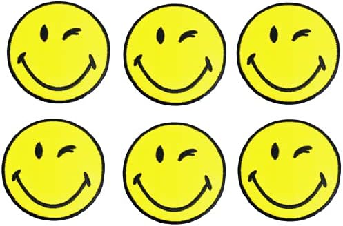 Xomise многу од 6 компјутери Смешна насмевка намигнување на очите 2.6 Ретро хипи DIY железо на везени закрпи