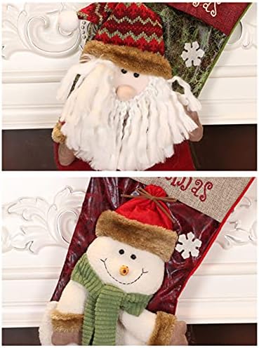 Божиќни Чорапи,Комплет од 2 Дедо Мраз и Снешко, Украси За Семејни Празнични Божиќни Забави