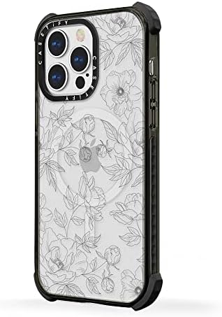 Casetify Ултра Влијание Случај за iPhone 13 Pro Max Компатибилен Со Magsafe-Деликатни Цветни-Јасно Црно