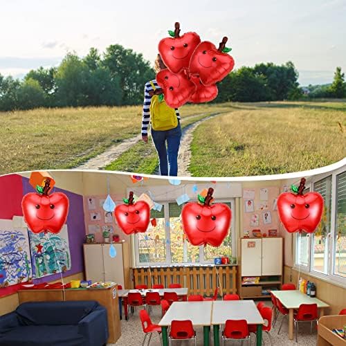 Лајти 36 Парчиња Црвено Овошје Назад Во Училишните Украси Назад Во Училиште Балон Фолија Црвено Овошје Забава Балон За Овошје Тема Добредојдовте