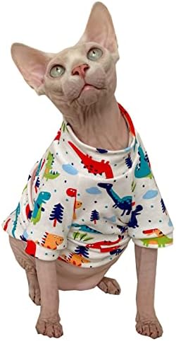 Sphynx без влакна мачка летни памучни маици мачки мачки миленичиња облека, тркалезна јака елек кошули кошули без ракави, мачки и мали