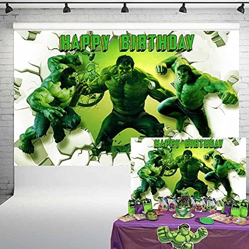 Смешка Светска Хулк Роденденска забава Заднината Зелена суперхерој ја скрши wallидната фотографија позадина 3Д стил на фотографија