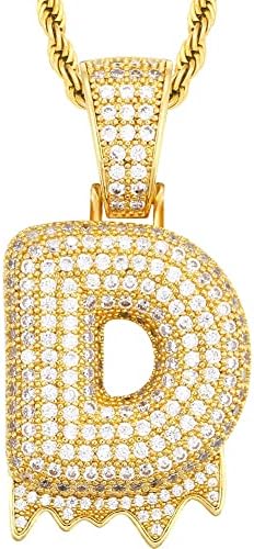 Bula Thi Fashion Letter Lembers ѓердани приврзоци за мажи жени накит Класичен бакар писмо приврзоци кубни цирконија шарм - i - 18inch