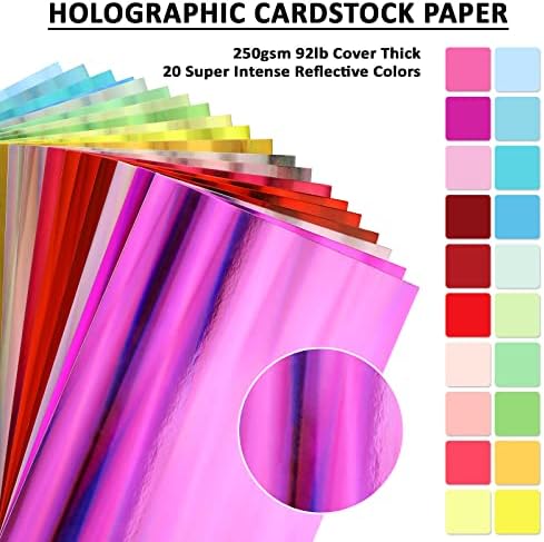 70 разновидна боја холографска картичка за залихи на залихи за правење картички, Крикут