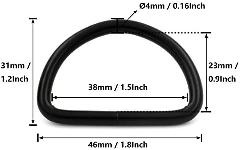 Bikicoco Metal D-Rings Bucke, 1-1/2 инчи не-заварена за мрежна шиење DIY-црна-пакет од 20