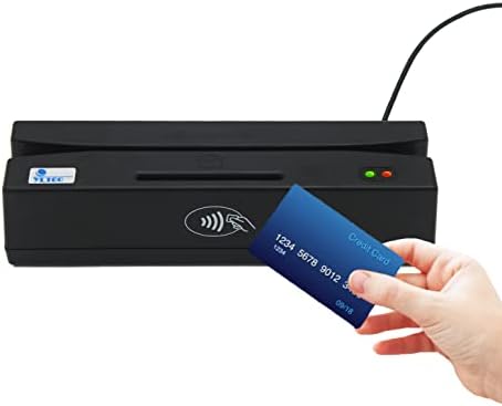 Kimowow USB 4 IN1 Multifuntional Card Reader, поддржува само читање картичка за магнетни ленти, прочитајте и напишете картичка за чипови за меморија, картичка без контакт, картичка ПСА