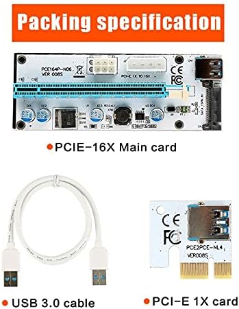 Конектори USB 3.0 PCI -E Express 1x до 16x Extender Riser картичка Адаптер SATA Power Cable со голема брзина 1000MB/s кабел за