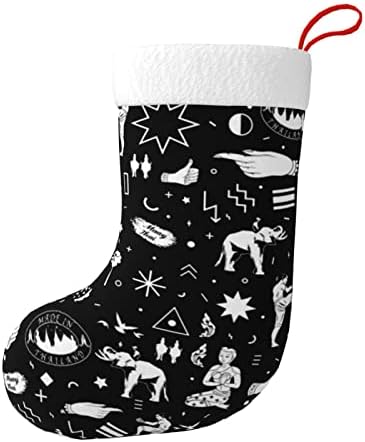 Божиќни чорапи за божиќни чорапи Муај Тајландско летање на коленото Тајланд, двострано камин што виси чорапи