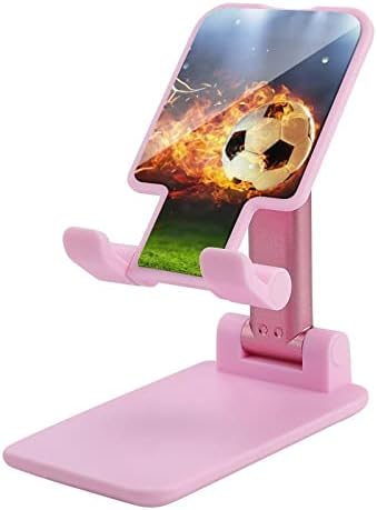 Огнена фудбалска топка во целта мобилен телефон стои за биро за преклопување на висината на држачот на телефонот прилагодлив цврст