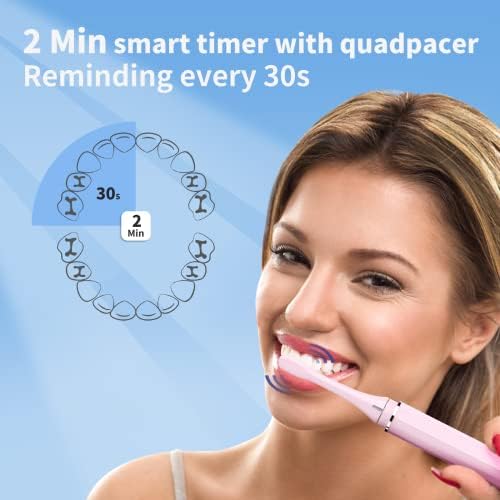 Mayze Sonic електрична четка за заби со 6 глави од четки, преносна четка за заби за патувања со 5 режими - полнење за траење на 90 дена