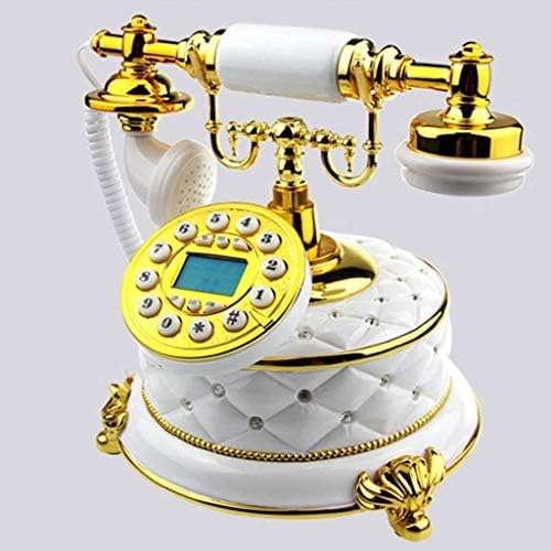XJJZS Ретро фиксна телефон за дома, гроздобер телефон старомоден класичен биро телефон со приказ на екранот и ревид, звучник