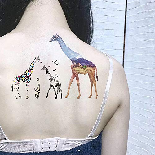 Отати 2 Листови Избрани Привремени Налепници За Тетоважа Црна Дива Боја Жирафа Совршена За Забави, Настани И Многу Повеќе