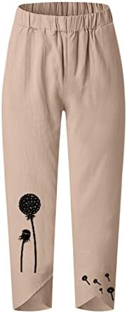 Commvalue жени постелнини панталони, женски меки лабави капри панталони широки панталони за нозе разнобојни панталони со цвеќиња со џебови