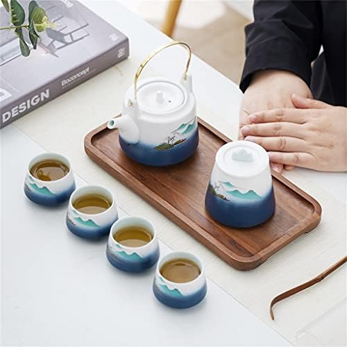 ZSEDP Shanshui Подигање на зрак Кунг Фу чај сет тенџере четири чаши со конзерви поставени