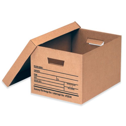 Кутии за складирање датотеки со датотеки со датотеки Aviditi Kraft 15 x 12 x 10 со капакот, претходно прикажан панел за идентификација