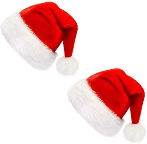 Ccinee Santa hat for Kids, Christmas Santa Chats Velvet Plush Red Hat за домашни партии за украсување, пакет од 2