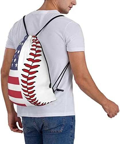 ВАЈЛЕ Американско Знаме Торба За Влечење Сад Знаме Бејзбол Бела Позадина Торба За Вежбање Спортски Ранец Лесна Низа Торба За Купување