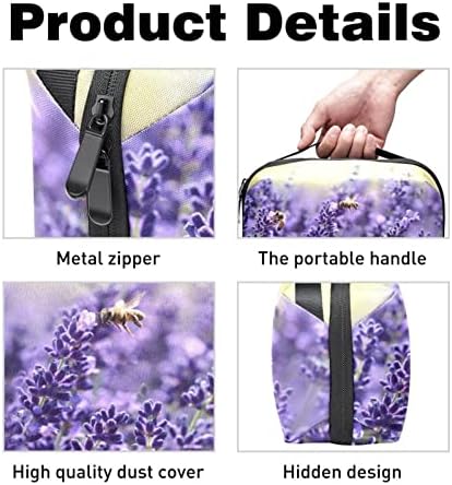 Лаванда Пурпурна Цвет Пчели Електронски Организатор, Заштитна Кутија За Носење Отпорна На Удари, Торбичка За Организатор На Мали Кабли