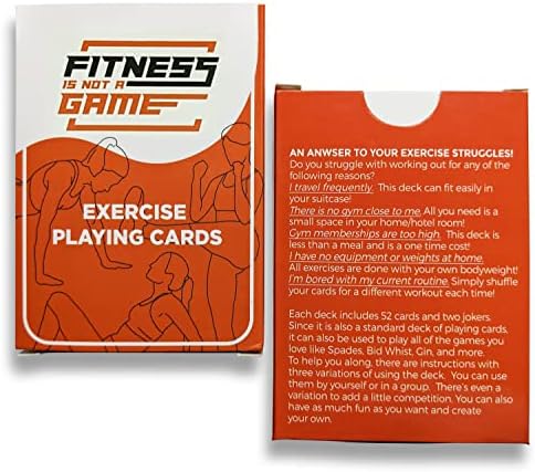 Фитнесот НЕ Е Игра Вежба Карти За Играње | Палуба Со 52 Карти | Телесна Тежина | Сите Нивоа На Фитнес | Тренинг За Сила И Кардио | Домашно