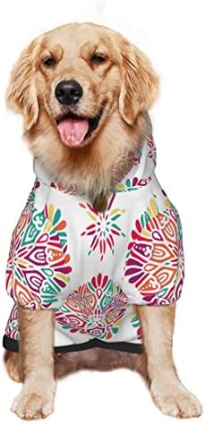 Големо кучиња Худи индиско-флорално-писли-медалион миленичиња облека џемпер со капа мека мачка облека со голема облека голема