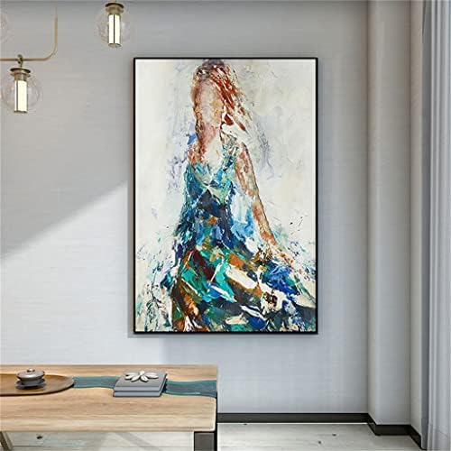 Quesheng уметност апстрактна девојка масло сликарство сина и сива сликарство постер апстрактна wallидна уметност дома декор