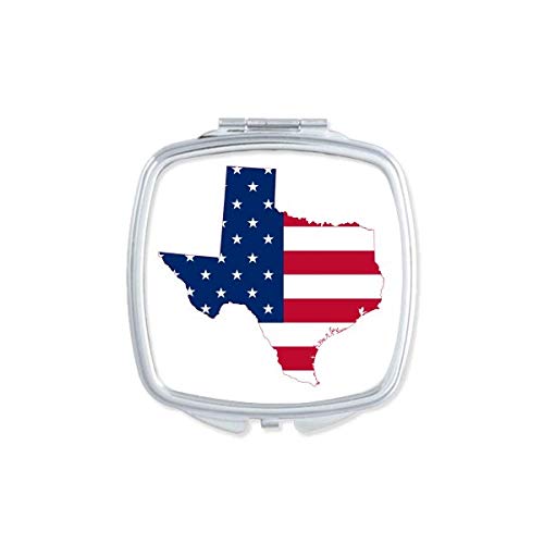 Texas USA Map Stars Stars Stripes Flage Flage MIRROR Преносен компактен џеб шминка двострано стакло