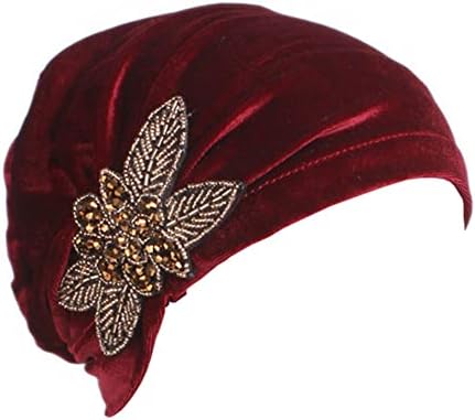 Xiaobless Velvet Turban капи за жени пресврт цветни додатоци капачиња за глава цврста боја хемо -глава за карцином за карцином